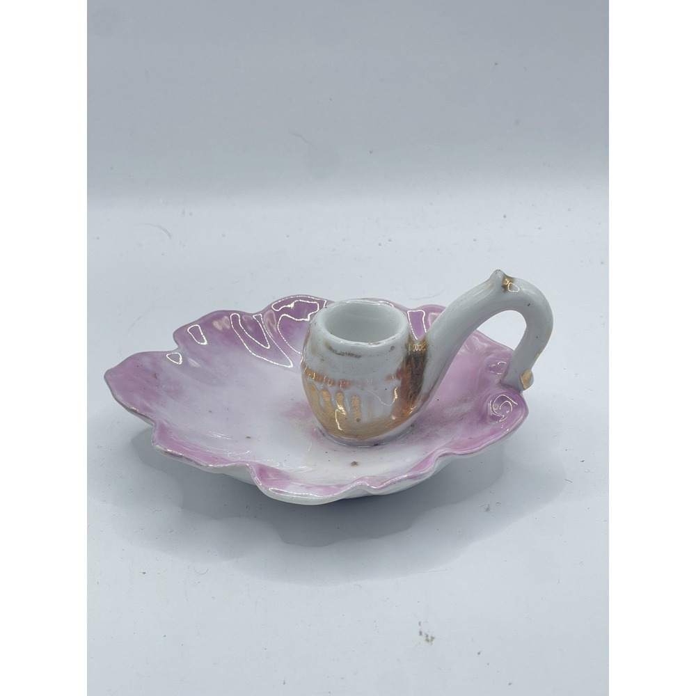 Antique Hand Painted Porcelain Candle Holder